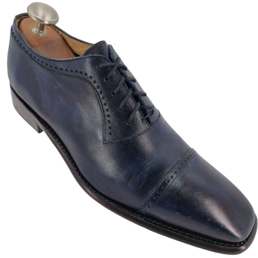 Calzoleria Harris Barneys New York Men 9.5 Blue Leather Dress Shoes Oxford Italy